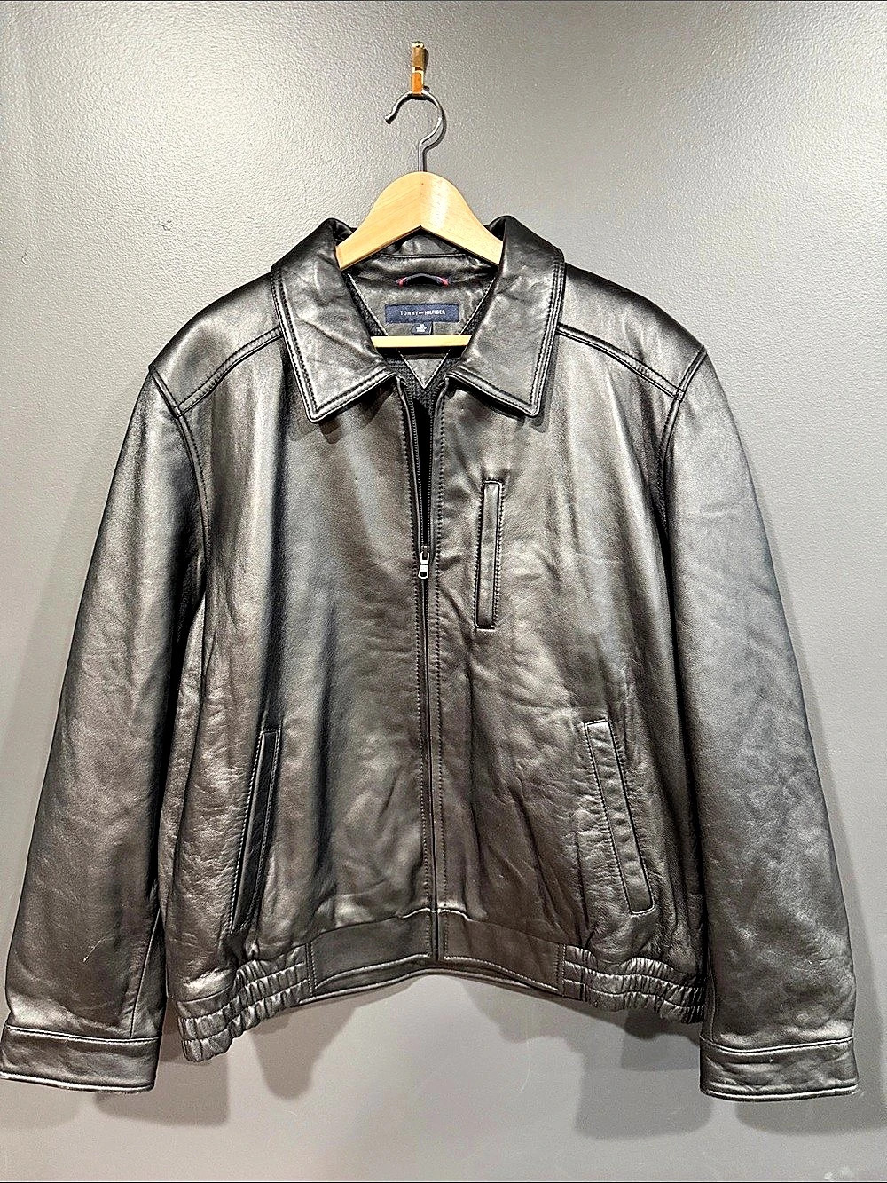 Tommy Hilfiger Black Leather-Style Jacket Size XL